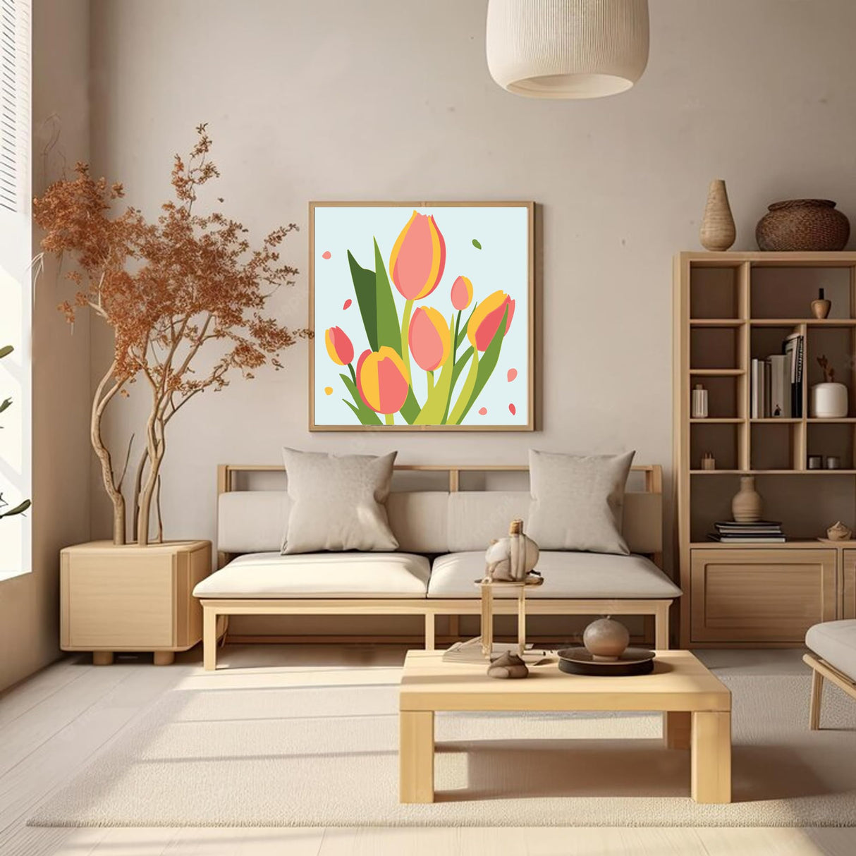 cupmod 2 Pack Framed Paint by Number for Kids,Easy Flower Painting Paint by Numbers Kits on Canvas,DIY Acrylic Oil Painting for Home Wall Decor(8x8inch) cupmod