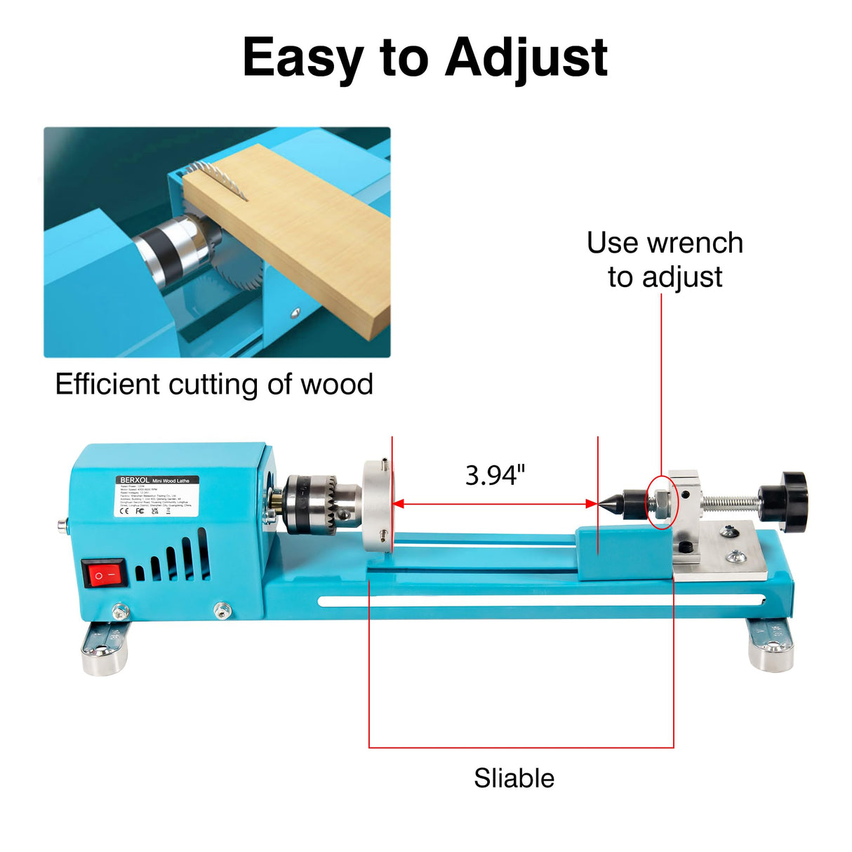 Mini Wood Lathe Machine, 12V- 24VDC,7 Variabla Speeds 4000-9000 RPM, with Wood Lathe Milling Accessories, for Wood Polishing, Grinding, Cutting and Milling DIY... (B) BERXOL