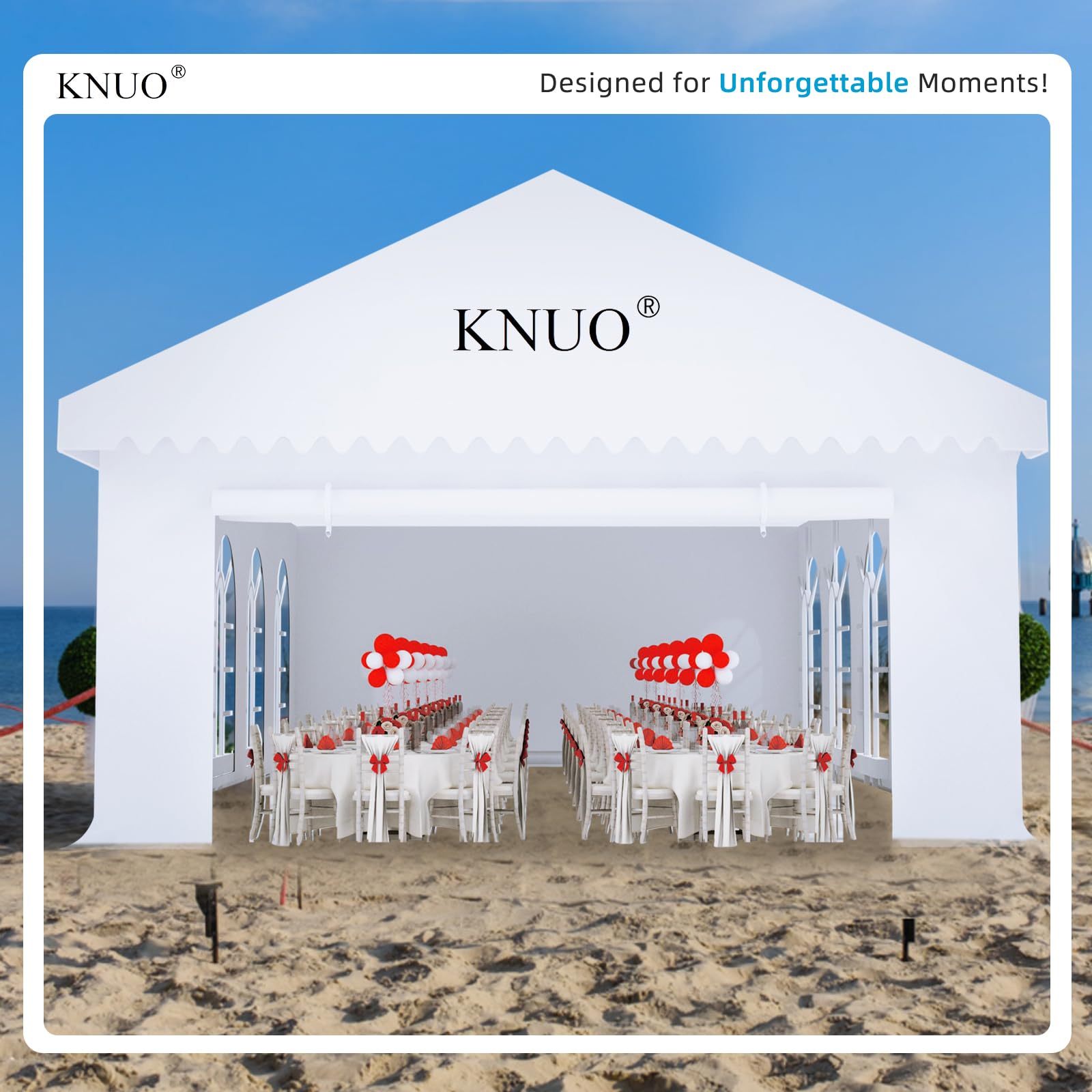 KNUO Party Tent 20x40' Event Tent for 100 People Heavy Duty Outdoor Weddings Tent, White - WoodArtSupply