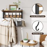 Optish Coat Rack Wall Mount with Shelf, 17.1 Inch Coat Hanger Walls Mounted, Hat Rack for Walls, Shelf with 5 Coat Hooks, Wall Hanger for Entryway (Brown) Optish