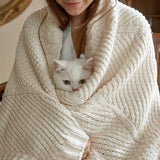 Amélie Home Chevron Chenille Knit Throw Blanket for Couch, Cozy Texture Decorative Soft Blanket for Sofa & Chair, 50"x60", Ivory Amélie Home