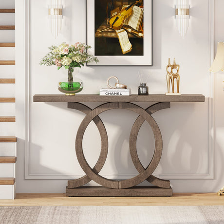 Tribesigns 55 inches Console Table with Unique Base, Farmhouse Hallway Table, Wooden Entryway Table, Vintage Sofa Table, Unique Long Accent Table for Tribesigns