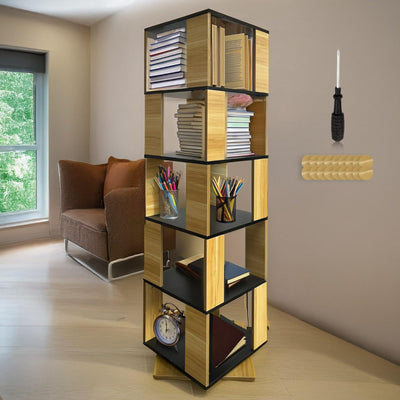 DIBAG Rotating Bookshelf - 15.75"x15.75"x63.19", Made of MDF, 360º, Assembly Tools Included - Spinning Bookshelf Tower, Revolving Bookcase, Swivel Bookcase, Rotating Bookshelf Tower