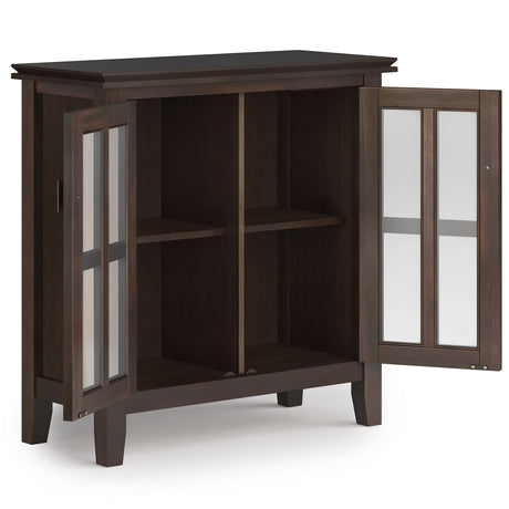 SIMPLIHOME Artisan SOLID WOOD 30 Inch Wide Contemporary Low Storage Cabinet in Tobacco Brown, For the Living Room, Entryway and Family Room SIMPLIHOME