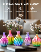 SUNLU Silk Rainbow PLA Filament, Multicolor Silk 3D Printer Filament 1.75mm +/- 0.02mm, Fast Color Change Each 8 Meters, 330 Meters, 1kg/2.2lbs, Silk Rainbow Filament(Lilac-Violet) SUNLU