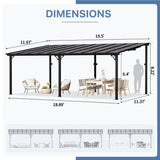 Jolydale Gazebo for Patio 12' x 20', Gazebo Pergola with Sloped Roof, Large Wall-Mounted Heavy Duty Awnings, for Backyard, Deck, Patio Jolydale