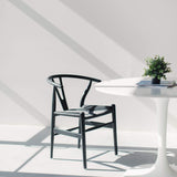 Laura Davidson Furniture Hans Wegner Wishbone Style Chair for Office with Arm Rest, Woven Cord Seat, Walnut with Natural Cord Laura Davidson Furniture