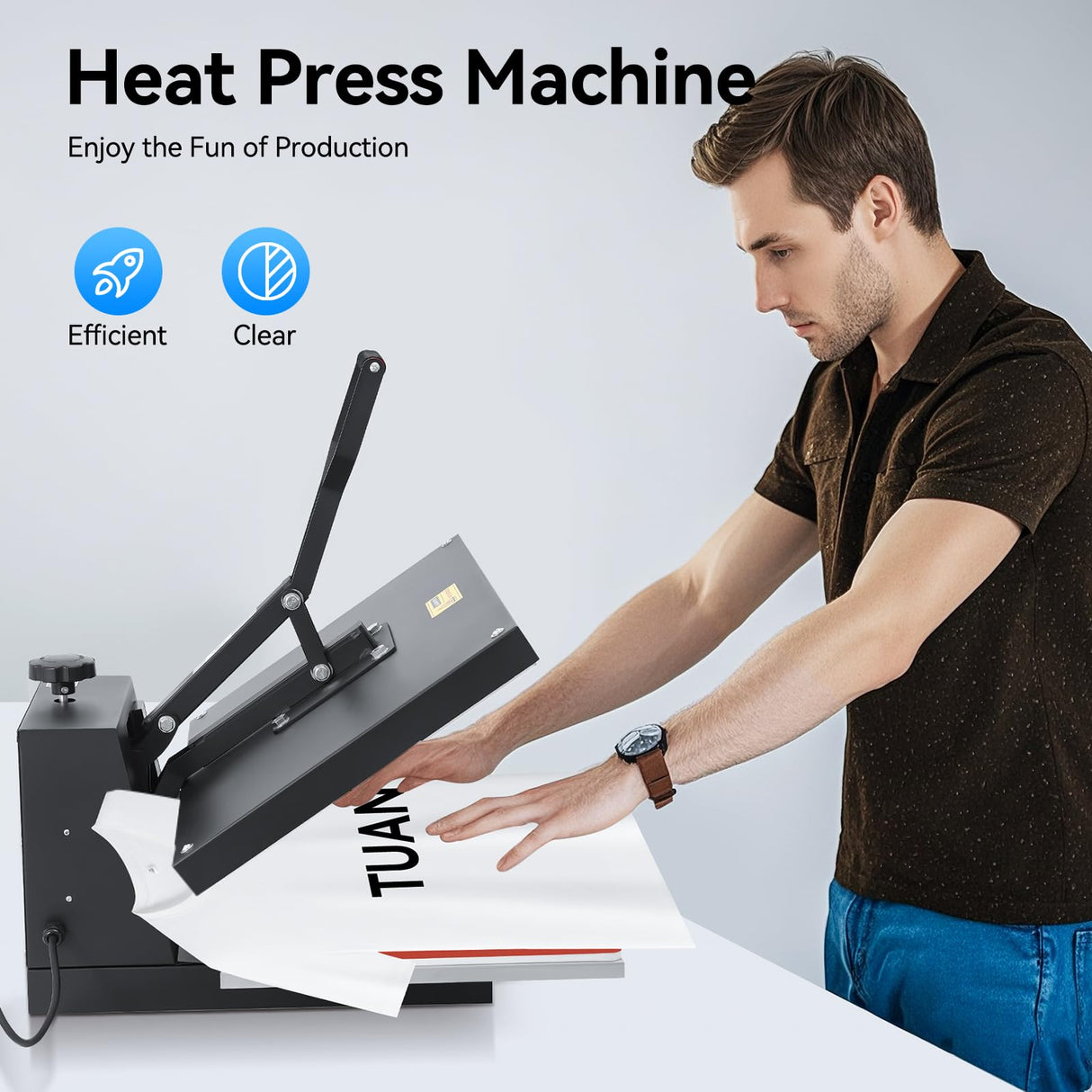 16"x24" Heat Press, 110V Heat Press Machine, 1800W Aluminum Steel Bearing Pillows Patterns Printing Pressure&Time&Temp Adjustable Heating Presser w/Automatic Thermostat, Intelligent Control Panel HCYHSLH