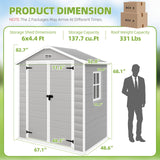YOFE Outdoor Storage Shed 6x4.4FT, Resin Shed with Floor,Plastic Shed with Floor for Garden Tool,Waterproof Outdoor Resin Shed,Lockable Doors for Patio,Yard,Lawn (LightGray 6x4) YOFE