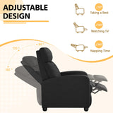 Yaheetech Fabric Recliner Chair Sofa Ergonomic Adjustable Single Sofa with Thicker Seat Cushion Modern Home Theater Seating for Living Room Matte Black Yaheetech
