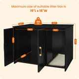 Dwanton Litter Box Enclosure, Cat Litter Box Furniture Hidden, with Scratching Mat, Wooden Cat Washroom Indoor, Fit Most of Litter Box, 31.5" L x 19.7" W x 21.7" H, Black Dwanton