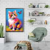 EIBEILI Diamond Art Kits for Adults, Cat 5D Diamond Painting Kits for Beginner DIY Gem Art Full Drill Diamond Dots Crystal Craft Kits for Home Wall Decor Gifts 12x16inch EIBEILI