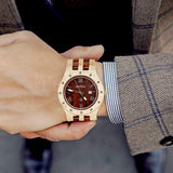 BEWELL W109A Natural Wood Watches for Men Quartz Date Lumious Pointers (Maple and Red Sandalwood) BEWELL