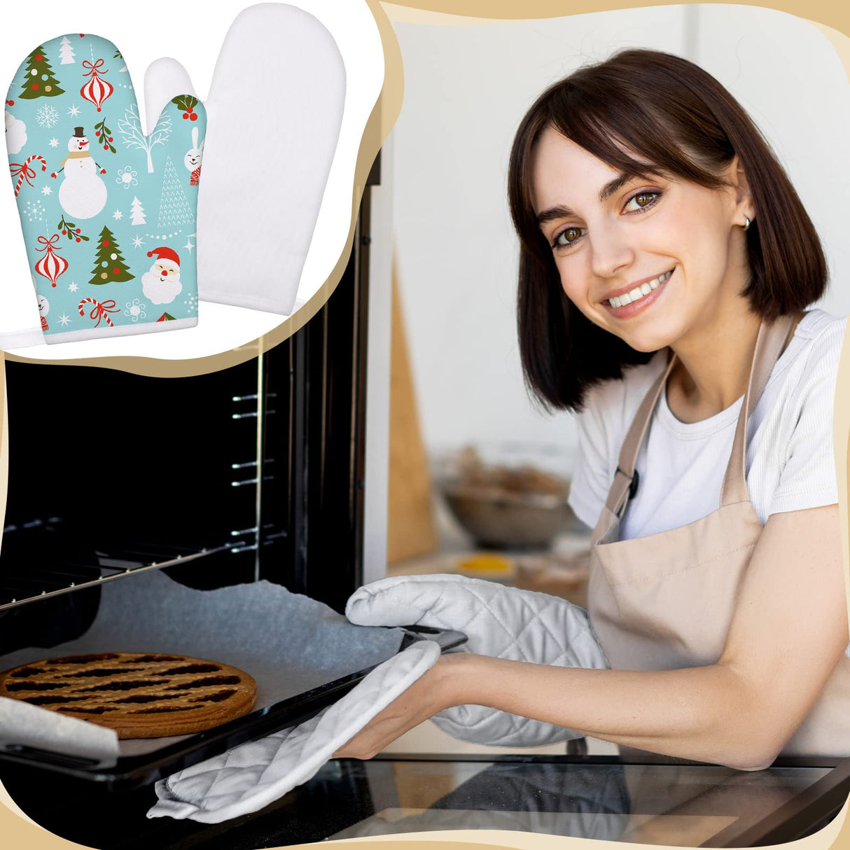 4 Pcs Blank Sublimation Oven Mitts Heat Resistant Kitchen Gloves Cotton for DIY Kitchen Dining Room Accessories Yinkin
