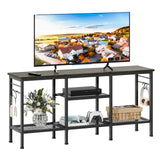 Furologee TV Stand for TVs up to 55 Inch, Entertainment Center with Open Storage Shelves, TV Media Console Table with Soundbar Shelf for Living Room, Bedroom, Black Oak Furologee