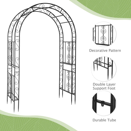 VINGLI Garden Arbor, Arch Archway for Wedding Ceremony Party, Steel Garden Trellis for Plant Climbing, Christmas Garden Decorations Pergola for Garden, Backyard, Lawn (59.1"x 22.8"x 83.9", Black) VINGLI