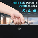 Dalmbox Portable Metal Safe Box with Key Lock - Fire Resistant Storage for Documents, Car, Home and Outside - X Large 13.2"x 11"x 5.1" Black Box Dalmbox