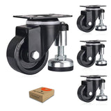 Chokelee 2" Leveling Plate Caster Wheels with Adjustable Anti-Vibration Leveling Feet Pad Heavy Duty Swivel casters for Workbench, Machine Equipment, Furniture Set of 4 Total Capacity 480 Lbs Chokelee