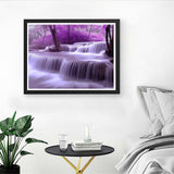 Diymood DIY 5D Diamond Painting Kits for Adults Purple Woods Waterfall - Diamond Art Kits for Adults | Full Drill Round | Crystal Mosaic Picture | Beginner | Home Wall Decor | 40x50cm (16x20inch) Diymood