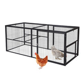 Suumerpety Heavy-Duty Metal Chicken Coop Run Extension - 14.3 sq ft Lockable Outdoor Playpen for Chickens, Ducks, Rabbits | Predator-Proof Design, Expandable Panels & Weather-Resistant Frame Suumerpety