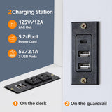 VINGLI Junior Loft Bed with Desk, Wood Loft Bed Twin Size with RGB LED for Adults, 2 Charging Station on High Guardrail and Desk,Wood Slat Support, White VINGLI