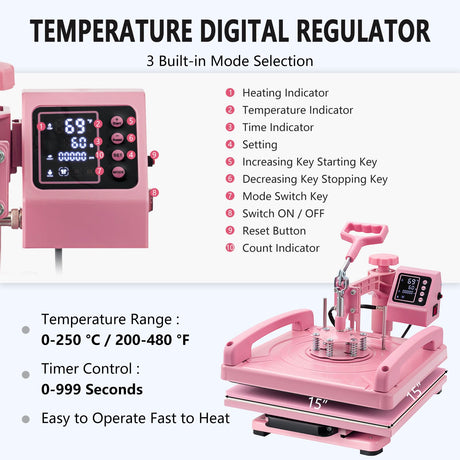 Hitgrand Heat Press Machine 15x15 inch, Heat Press Machine for T-Shirts, 8 in 1 Heat Press with 30 OZ Tumbler Press, Combo Tumbler Heat Press Machine Sublimation for Hat Cap Mug Plate Hitgrand