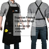 Leather Work Apron with Gloves - 6 Tool Pockets for Men& Women - Welding Apron - Ideal for Woodworking, Blacksmithing, Gardeners, Mechanics, BBQ - Adjustable M to XXXL LeaSeek