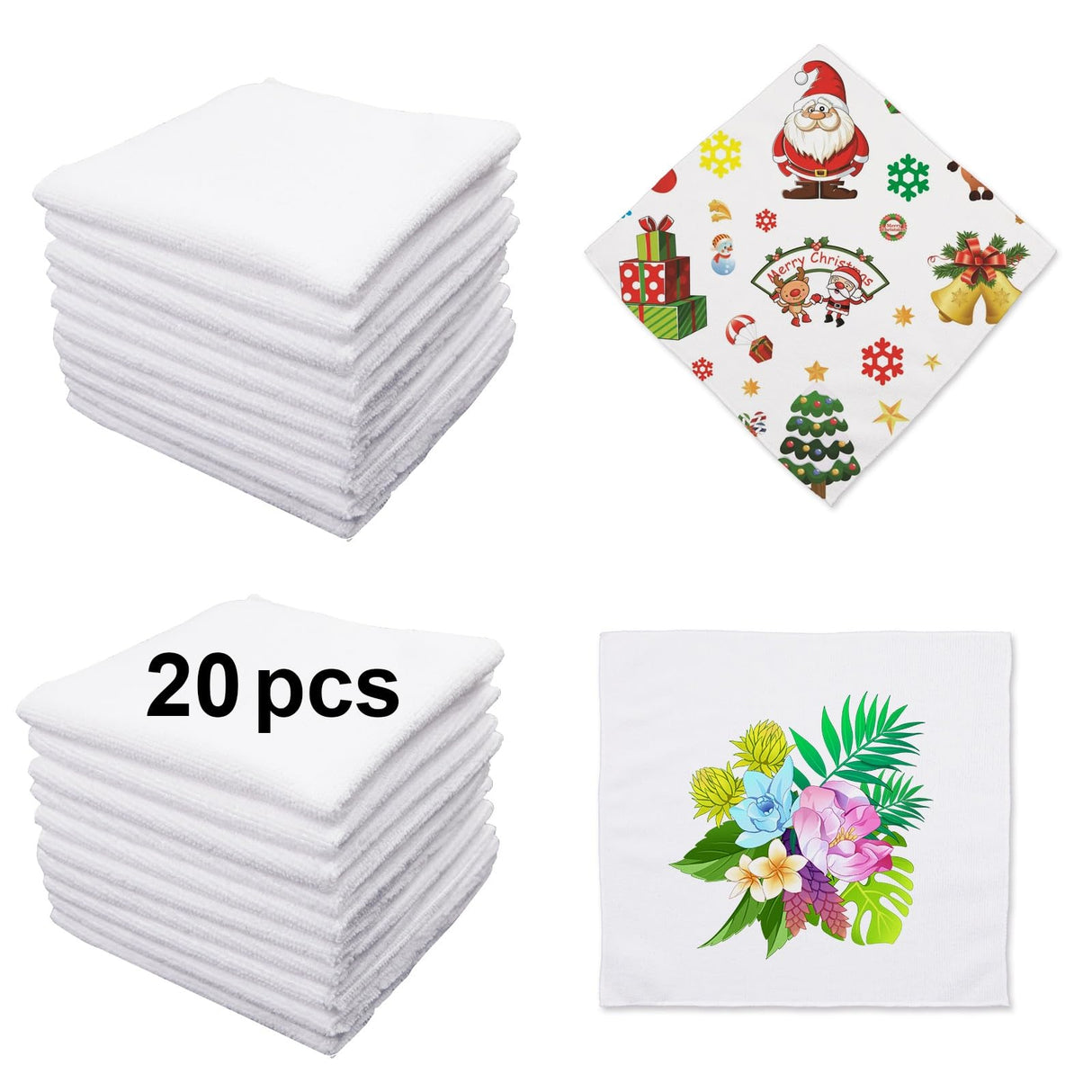 GEKIXUTP 20 Pcs Sublimation Towels Blank，12 x 12 Inch DIY Microfiber Sublimation Kitchen Towels Dish Towels，Sublimation Tea Towels Blanks Kitchen Cleaning Supplies，Sublimation Hand Towels GEKIXUTP