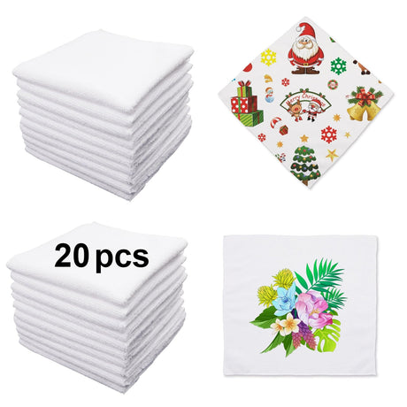 GEKIXUTP 20 Pcs Sublimation Towels Blank，12 x 12 Inch DIY Microfiber Sublimation Kitchen Towels Dish Towels，Sublimation Tea Towels Blanks Kitchen Cleaning Supplies，Sublimation Hand Towels GEKIXUTP