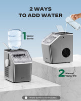 Silonn Ice Makers Countertop, 44lbs Per Day, 2 Ways to Add Water, Auto Self-Cleaning, Stainless Steel Ice Machine for Home Office Bar Party Silonn