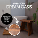 NORDIC STYLE TEAK Shower and Bath Stool, Teak Wood Shower Bench, Indoor and Outdoor Use 17.7" (Rustic Finish w/Curved Seat) NORDIC STYLE TEAK