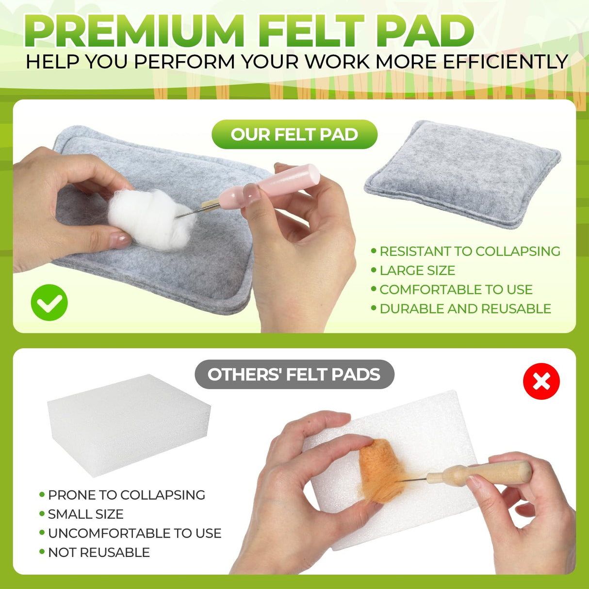 MOREJMTT Needle Felting Kit, 5 PCS Farm Animal Needle Felting Beginner Kits, Wool Felt Needle Felting Tools Foam Pad, Craft Party Supplies for Beginners Adult(Forest Animals) MOREJMTT