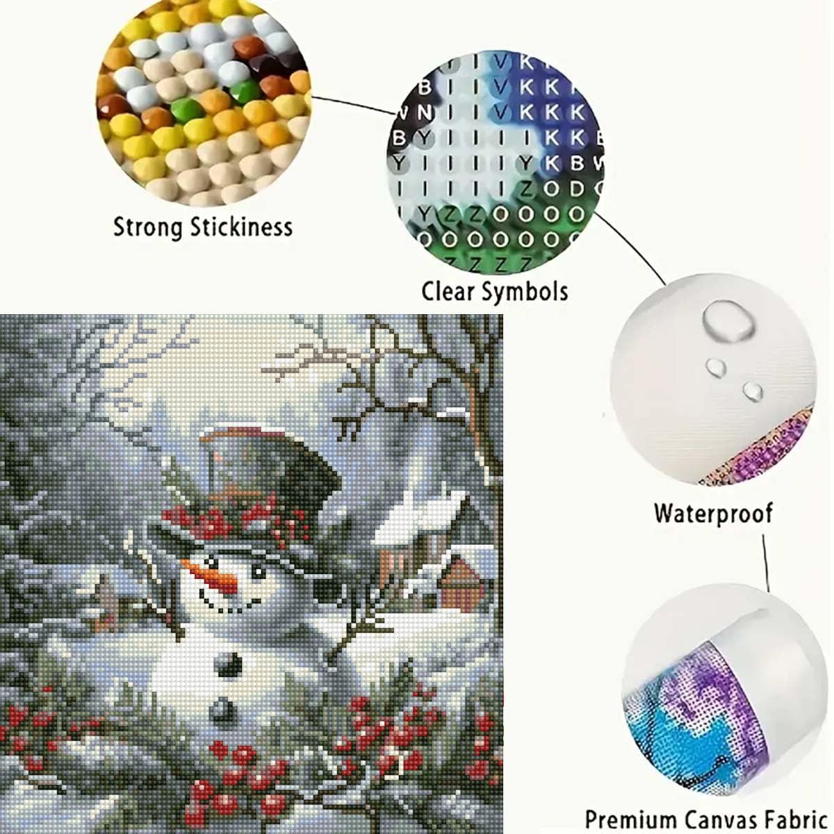 5D Winter Diamond Art Kits for Adults Beginners,Christmas Snowman Diamond Painting Kits,DIY Full Round Drill Diamond Dots Paintings Gem Art Crafts for Home Decor 13.8x13.8inch GEMFAMILY