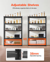 VEVOR Storage Shelves, 3000 lbs, 5 Tier Garage Storage Shelving, 18" D x 48" W x 78" H Adjustable Metal Shelves for Garage Shelves Utility Rack Shelf, Ideal for Kitchen, Warehouse, Basement, Black VEVOR