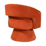 Lexicon 360 Degree Swivel Accent Chair, Modern Comfy Velvet Round Barrel Chair, Open Back, Plush Foam Cushions, Metal Swivel Base for Living Room/Bedroom/Office, Orange Lexicon
