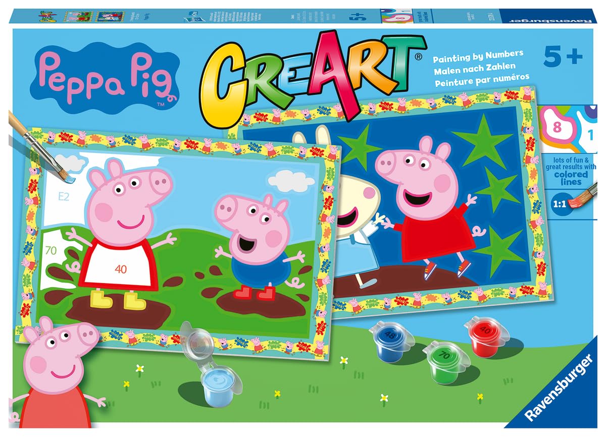 Ravensburger CreArt Peppa Pig Paint by Numbers Kit for Kids - 23570 - Painting Arts and Crafts for Ages 5 and Up Ravensburger