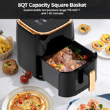 Panana 8QT Large Air Fryer Compact, 8 Preset Menus Airfryer, One-Touch Digital Control Presets, Touchscreen Display, Dishwasher Safe, Nonstick, Fit for Family (Black) Panana