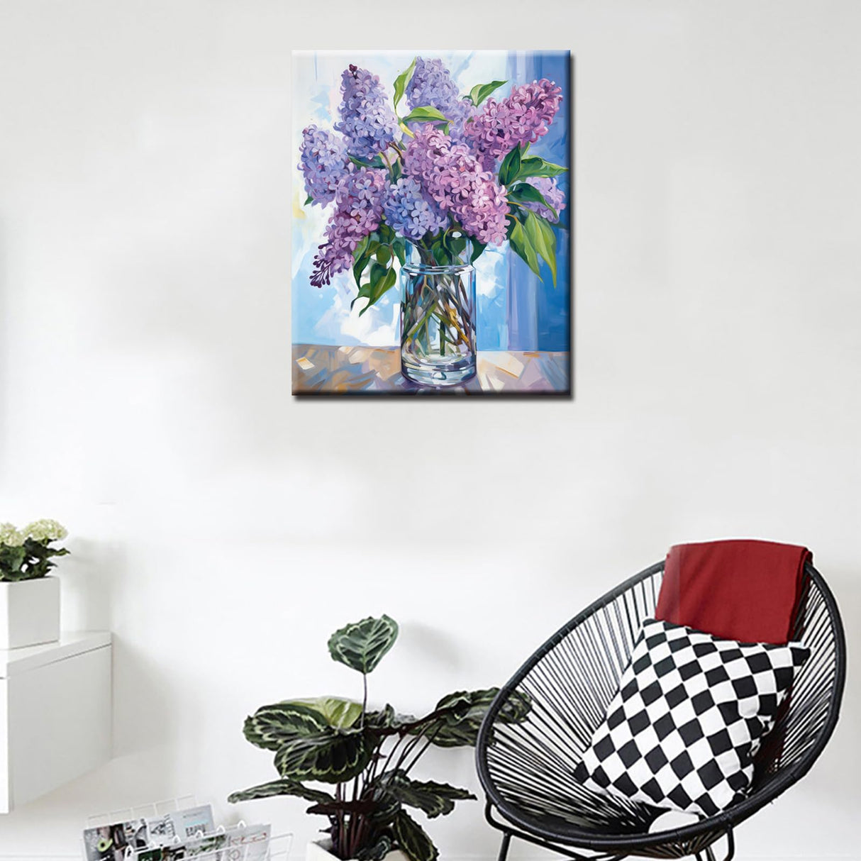 Tucocoo Paint by Number Blue Lilac in a Glass Vase Flowers DIY Painting On Canvas with Brushes Acrylic Paints Graffiti Paint by Numbers for Adults Kids Students Beginner 16x20 Inch（Without Frame） Tucocoo