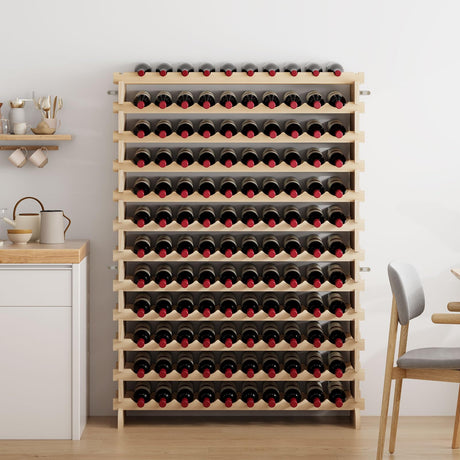 SDHYL 120 Bottles-12 Rows Stackable Modular Wine Holder Rack, Wine Storage Rack, Solid Wooden Wine Display Shelves (12 Rows x 10 Bottles/Row) SDHYL