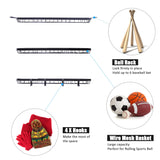 Mythinglogic Sports Equipment Storage Rack,Wall Mount Ball Storage Racks for garage, 3 Separate Ball Storage Organizer for Basketball, with Hooks Mythinglogic