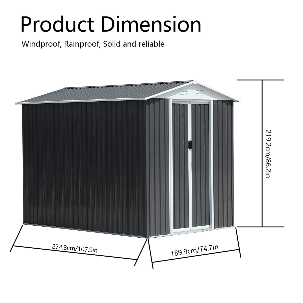 Outdoor Storage Shed 6 X 9 FT, Metal Storage Shed, Outdoor Tool Storage Shed with Door Lock, Waterproof, for Backyard, Garden Patio Lawn CuisinSmart