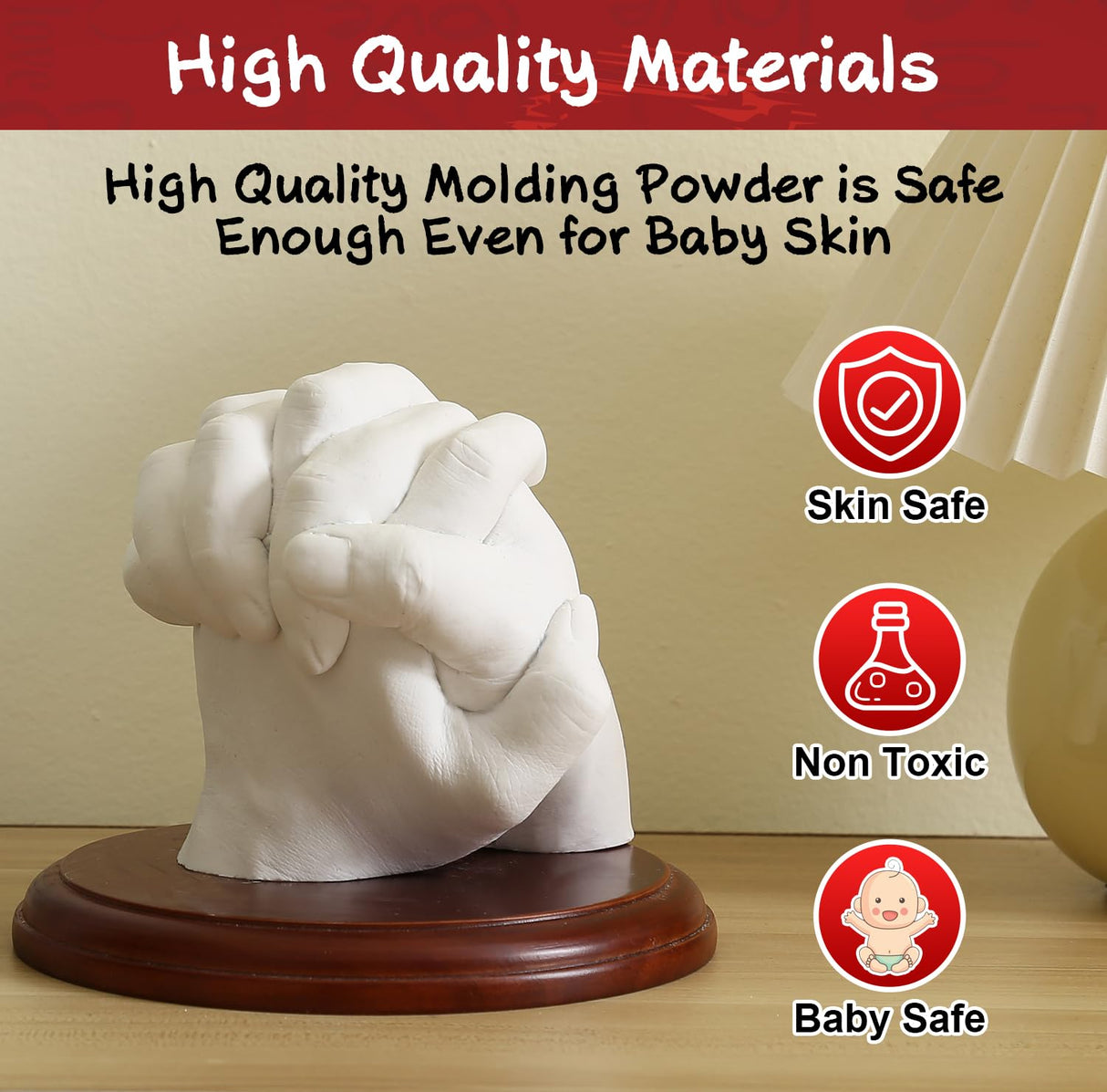 PewinGo Hand Casting Kit With Base - DIY Plaster Mold for Couples - Gift Ideas for Valentines, Engagement, Anniversary, Wedding, Boy/Girlfriend PewinGo