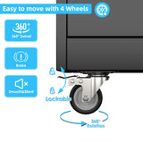 Broom Closet Storage Cabinet with Wheels and Pegboard,Garage Storage Cabinet with Lockable and Magnetic Doors,Adjustable Shelves for Garage Home Office,Required Assembly,17.7"D*33.5"W*70.87"H Reemoon
