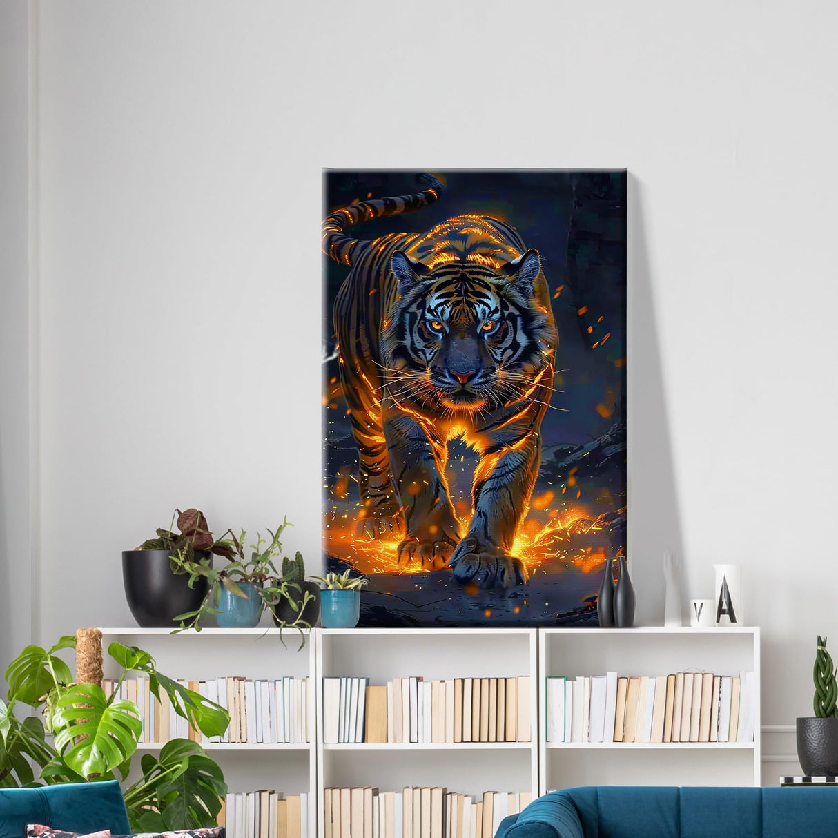 ATDMS Paint by Numbers Kit for Adults with Frame Tiger Paint by Number with Easel DIY Tiger Adult Paint by Number Kits Paint by Number Canvas for Gift Home Wall Decor 8x12 Inch ATDMS
