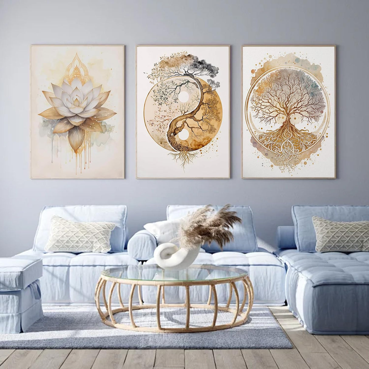 ARPADAMO 3 Pack Diamond Kits for Adults,5D Tree of Life Diamond Painting DIY Modern Gold Lotus Diamond Painting Art Kit for Adult,Round Full Drill Diamonds, Diamond Art Kit for Home Decor-12x16inch ARPADAMO