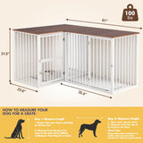 FKLUG Dog Crate Furniture for 2 Dogs, Corner Heavy Duty Double Dog Kennel Furniture with Divider, Indoor Wooden Dogs Crate Large Breed (White) FKLUG