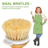 SUBEKYU Bamboo Dish Brush, Kitchen Dish Scrubber Brush, Natural Wooden Dishwashing Brush for Cleaning Dishes/Pans/Pots, Built-in Scraper, Sisal Bristles,1 Set SUBEKYU