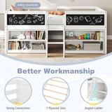 Giantex Low Loft Bed Twin Size, Wooden Loft Bed with Ladder & Blackboard, Twin Bed Frames for Kids with Storage 2 Bookcases and Under-Bed Play Space, Kids Twin Bed (White) Giantex