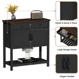 ChooChoo Farmhouse Console Table, Entryway Table with Storage Shelf, Coffee Bar Cabinet, Narrow Buffet Sideboard for Kitchen, Hallway, Living Room, Black ChooChoo