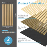 Art3d 2 Wood Slat Acoustic Panels for Wall and Ceiling - 3D Fluted Sound Absorbing Panel with Wood Finish - Oak Art3d